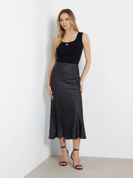 Módní Guess Ribbed Knit tílko, Černá barva, 2024