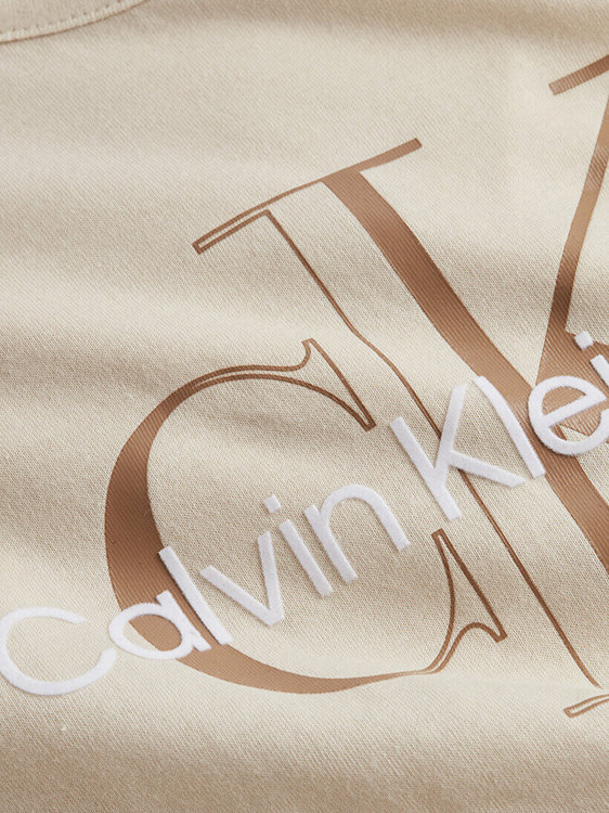 Módní Glossy monogram triko, Béžová barva, 2022