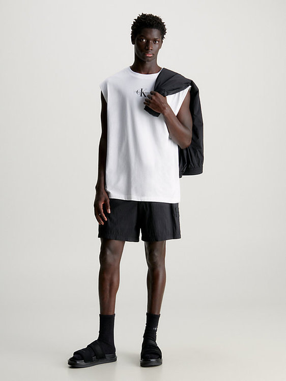 Luxusní Monologo Sleeveless tílko, Bílá barva, XS, S, M, L, XL, XXL