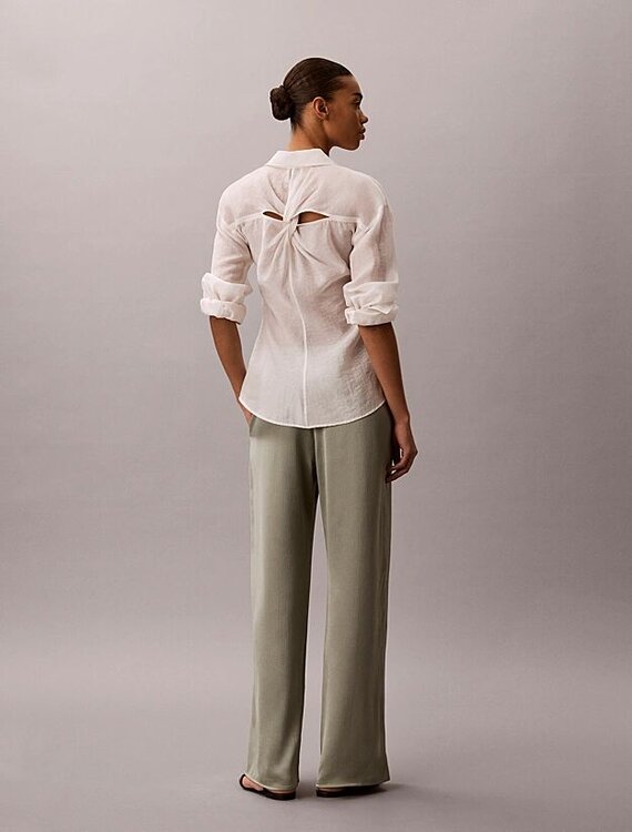 Hammered saténové kalhotyy – Calvin Klein, Zelená barva Ženy