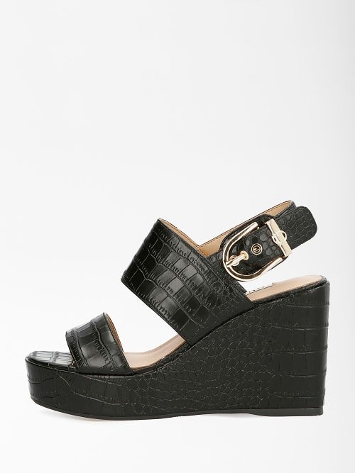 FL6NOLPEL04-BLACK KLÍNOVÉ SANDÁLY