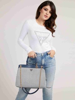 Luxusní Downtown Hassie kabelka, Bílá, Modrá barva 1