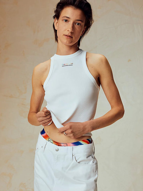 Calvin Klein Jeans – This is Love tílko, Bílá barva