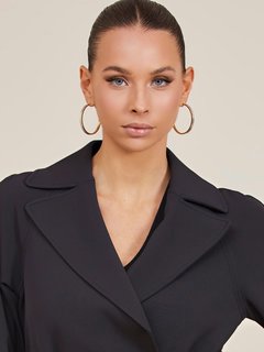 Luxusní Scarlett Austin kabát, Černá barva, 42