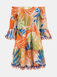 Luxusní Charlotte šaty, Multi, Oranžová barva, S, M