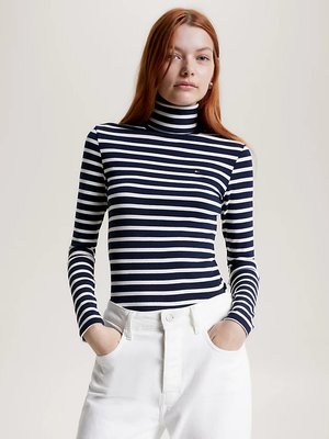 Tommy Hilfiger – Slim Rib Roll svetr, Černá barva