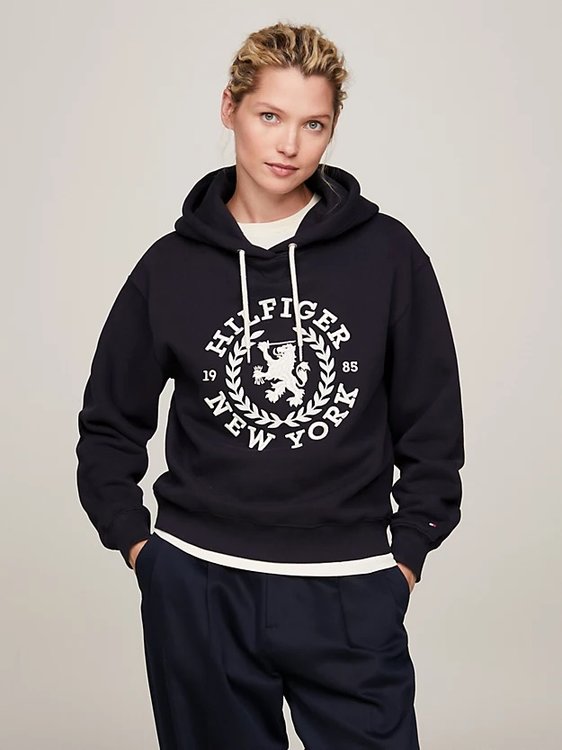 Tommy Hilfiger – Reg Crest mikina, Modrá barva