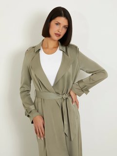 Luxusní Micole Satin trenčkot, Zelená barva, XS, S, M, L