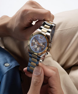 GUESS – Equity hodinky, Modrá, Stříbrná, Zlatá barva 1