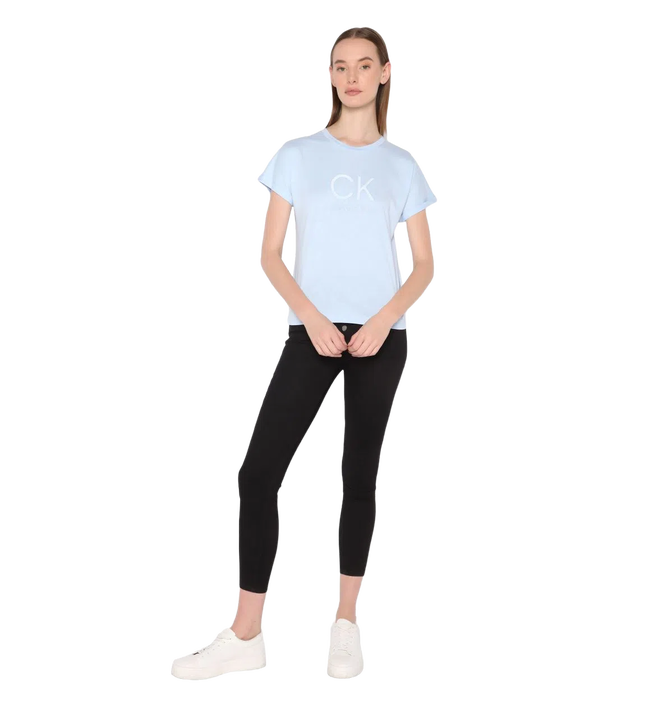 Embroidered triko – Calvin Klein, Modrá barva Ženy