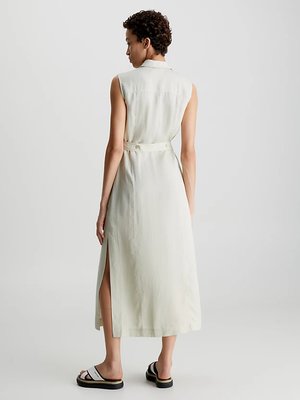 Tencel šaty – Calvin Klein, Béžová barva Ženy