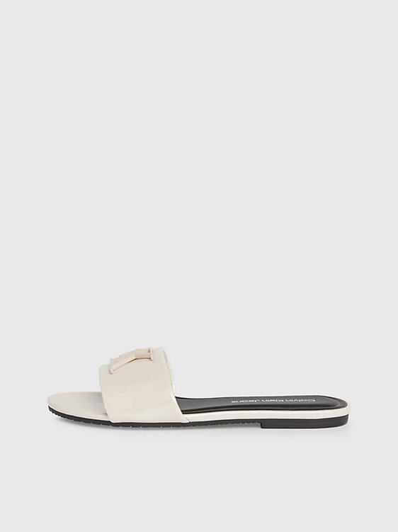 Calvin Klein Jeans, Krémová, Růžová barva Flat Slide pantofle