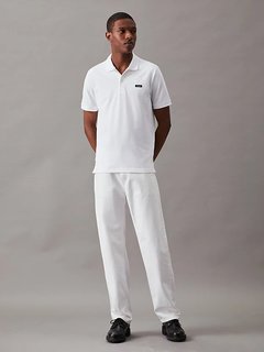 Luxusní Stretch Pique Slim Button polo, Bílá barva, S, M, L, XL