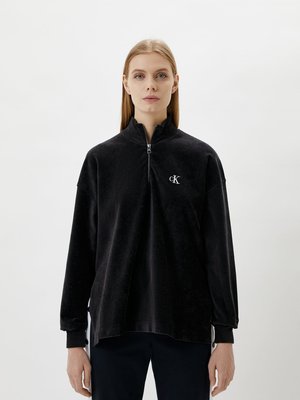 Calvin Klein Jeans – Velvet mikina, Černá barva