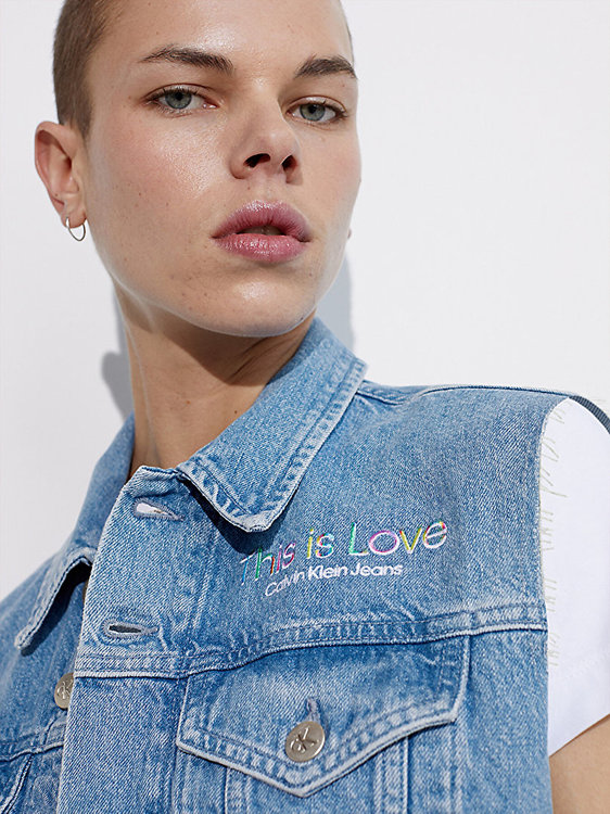 Luxusní Extreme Crop 90's Denim vesta, Modrá barva, M, L, XL