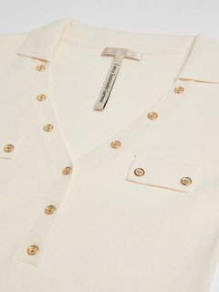 Luxusní Grace Henley šaty, Bílá barva, XS, S, M, L