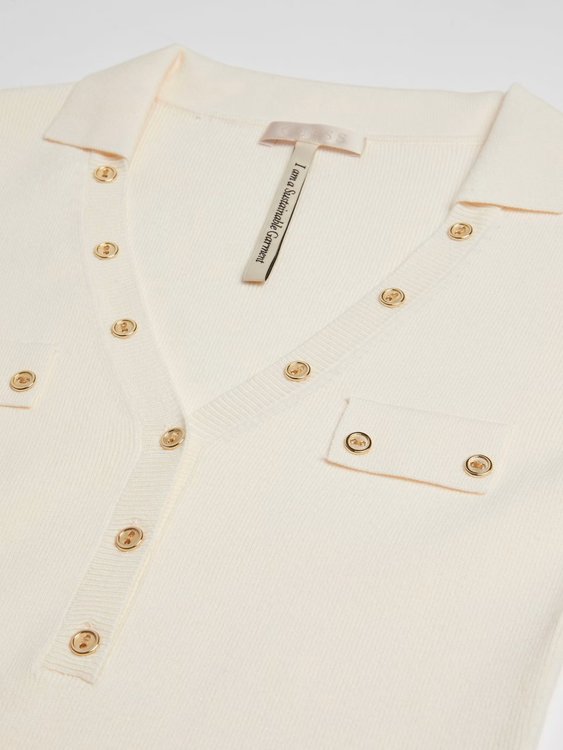 Luxusní Grace Henley šaty, Bílá barva, XS, S, M, L