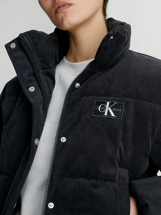 Luxusní Corduroy Cropped bunda, Černá barva, XS, S