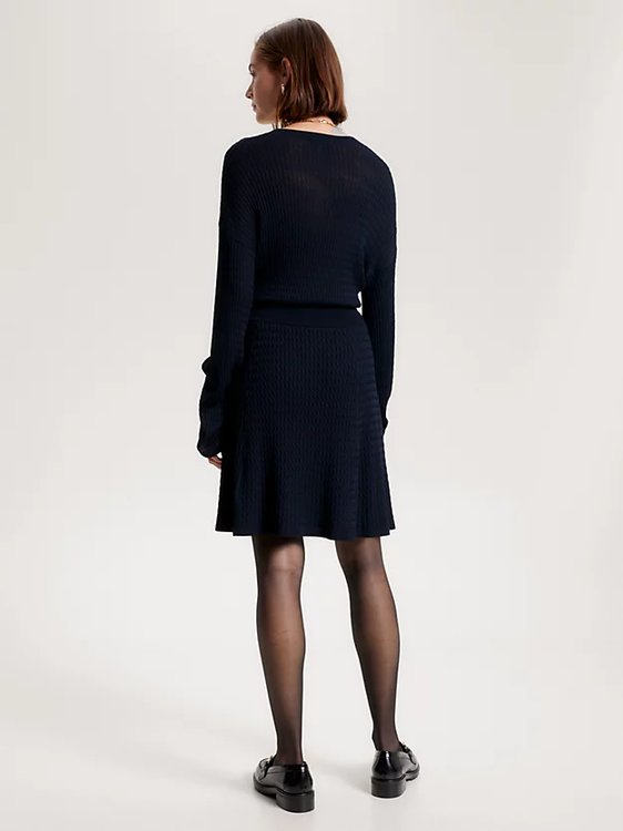 Micro Cable šaty – Tommy Hilfiger, Navy barva Ženy