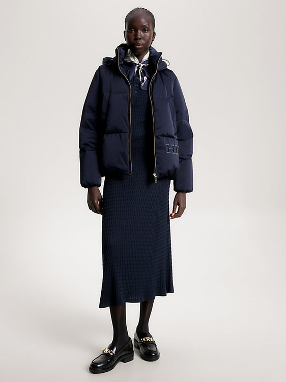 Sateen Hooded bunda – Tommy Hilfiger, Navy barva Ženy