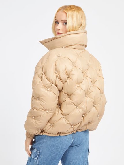 Módní Perla Embellished bunda, Hnědá barva, 2023