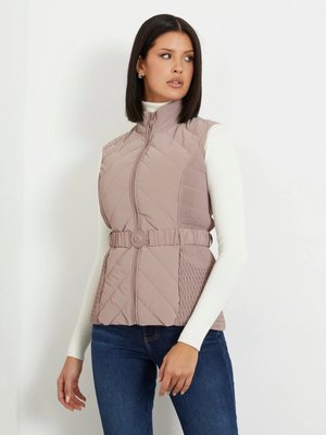 GUESS – Cassandra Belted vesta, Béžová, Hnědá, Krémová barva