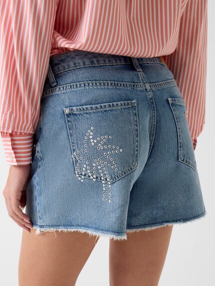 Módní Relaxed midi šortky, Modrá barva, 2026