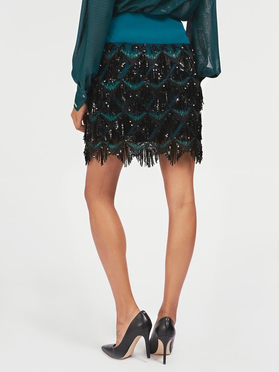 Módní Sukně, Černá, Tyrkysová barva, 2021, 2020