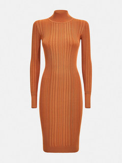 Luxusní Colette svetrové šaty, Oranžová barva, XS, S, M, L