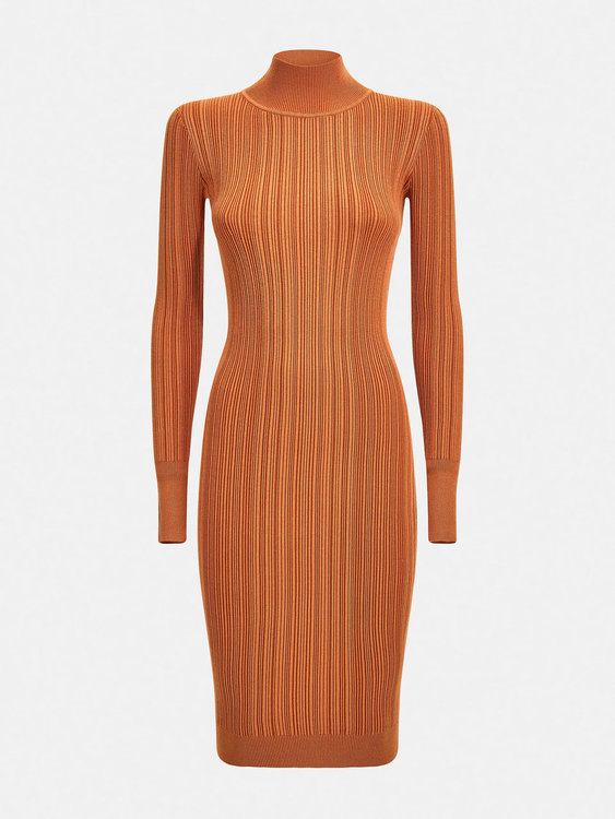 Luxusní Colette svetrové šaty, Oranžová barva, XS, S, M, L