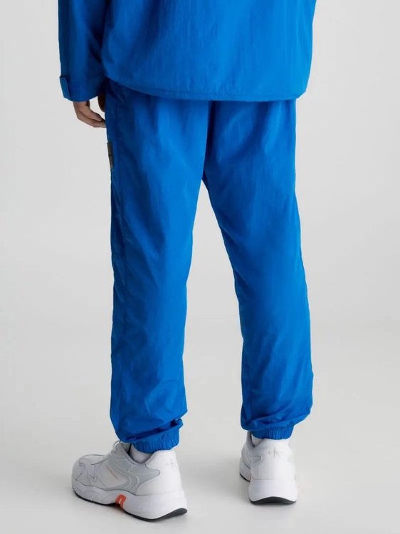 Luxusní Badge Crinkle Nylon kalhoty, Modrá barva, S, M, L, XL