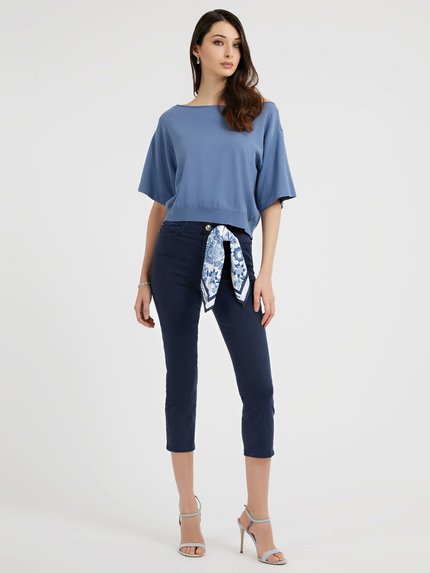 Módní 1981 Capri jeany, Modrá, Navy barva, 2023