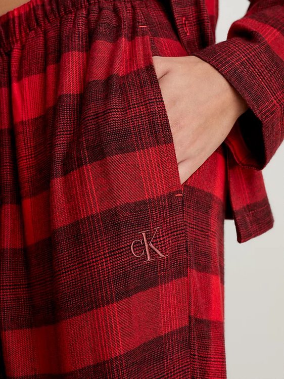 Luxusní Flannel pyžamové kalhoty, Červená barva, XS, S
