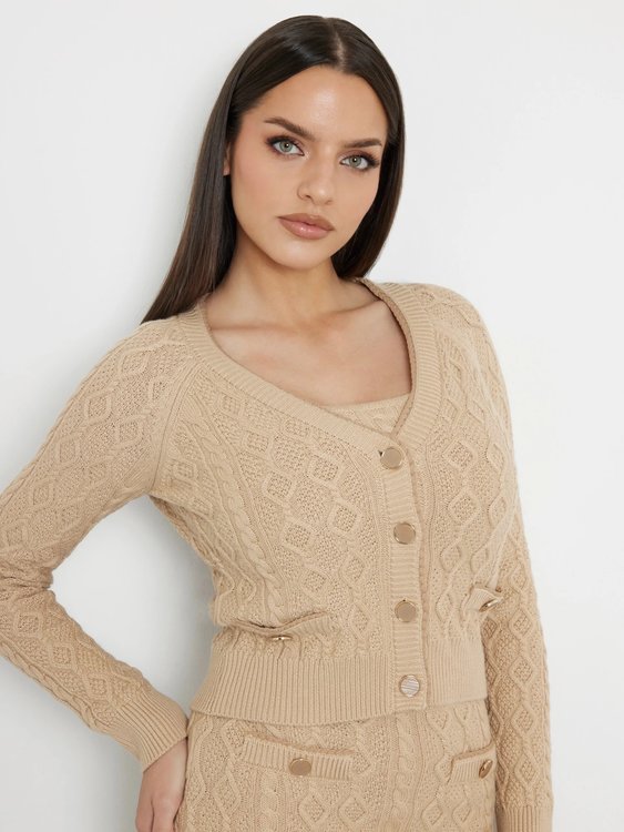 Luxusní Isabelle svetr propínací, Béžová barva, M