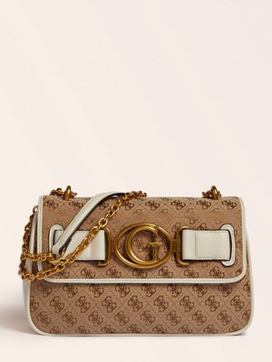Guess – Aileen 4G crossbody, Bílá, Hnědá barva