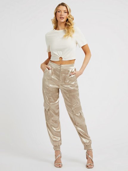 Módní Piercing triko, Krémová barva, 2023