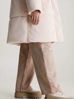 Luxusní Glazed Long Puffer kabát, Krémová barva, XS, S, M, L