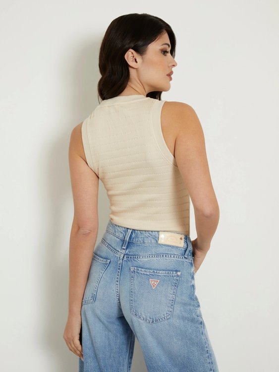 Módní Denisa Striped top, Krémová barva, 2024