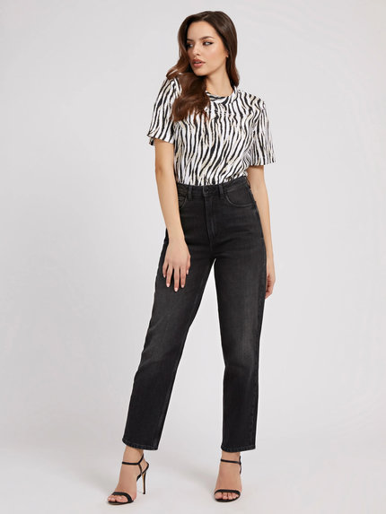 Mom jeans Černá barva Ženy