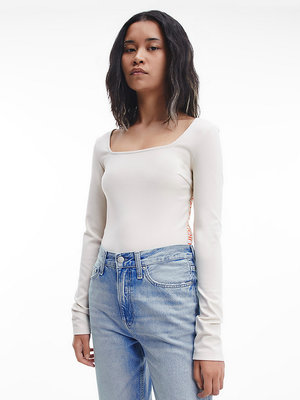 Calvin Klein Jeans – Logo tape body, Krémová barva