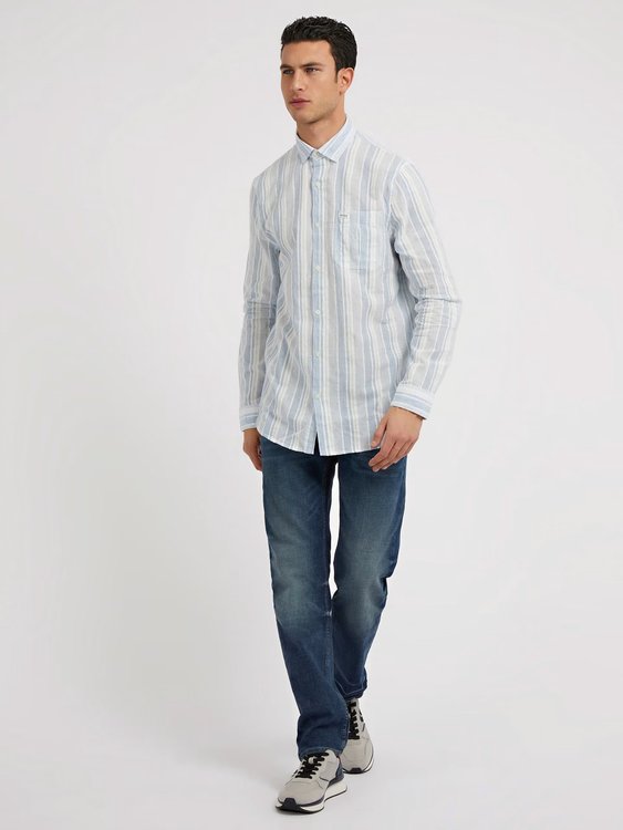 Módní Collins košile, Bílá, Modrá barva, 2023