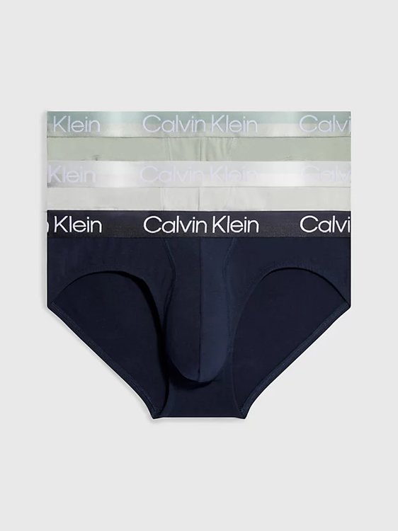 Calvin Klein Underwear – Modern Structure slipy 3ks, Navy, Šedá barva