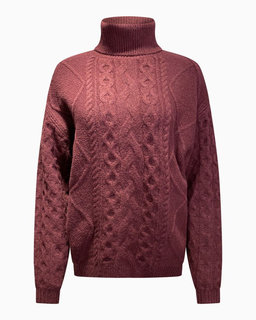 GUESS – Rolákový svetr, Bordó barva