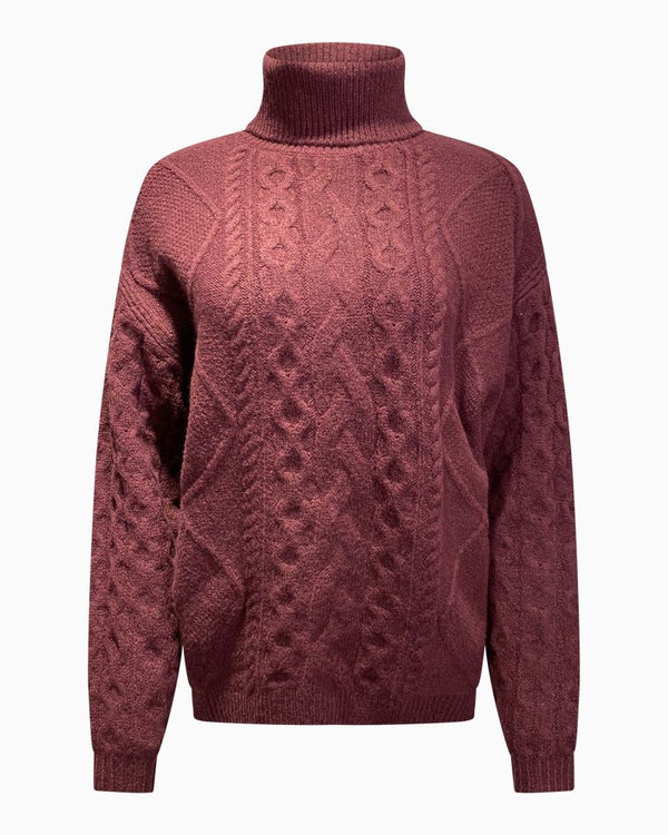 GUESS – Rolákový svetr, Bordó barva