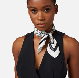 Luxusní Foulard šátek, Bílá, Černá barva, TU