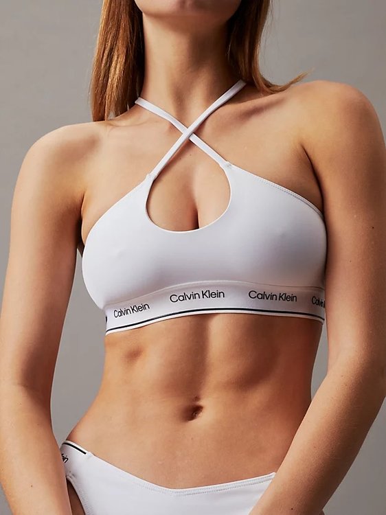 Módní CK Meta Legacy plavky Bralette, Bílá barva, 2024