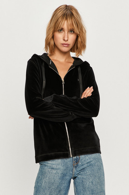 Calvin Klein – Velour mikina, Černá barva