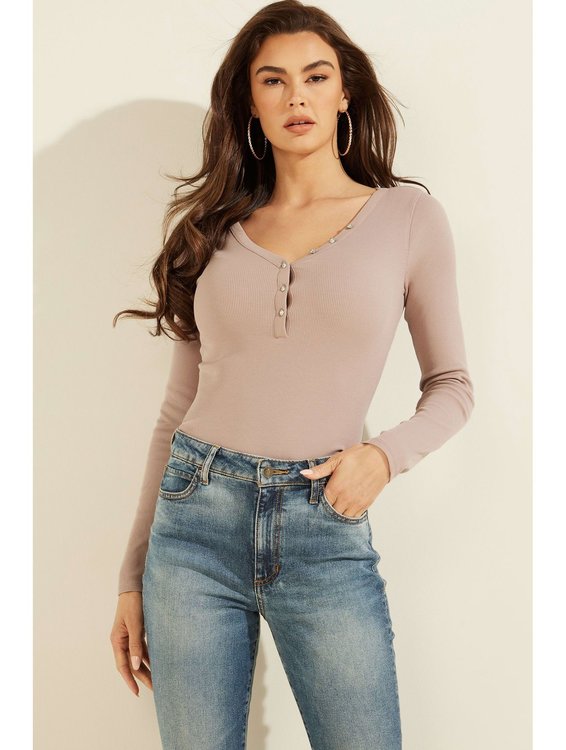 Guess – Es triko, Béžová, Růžová barva