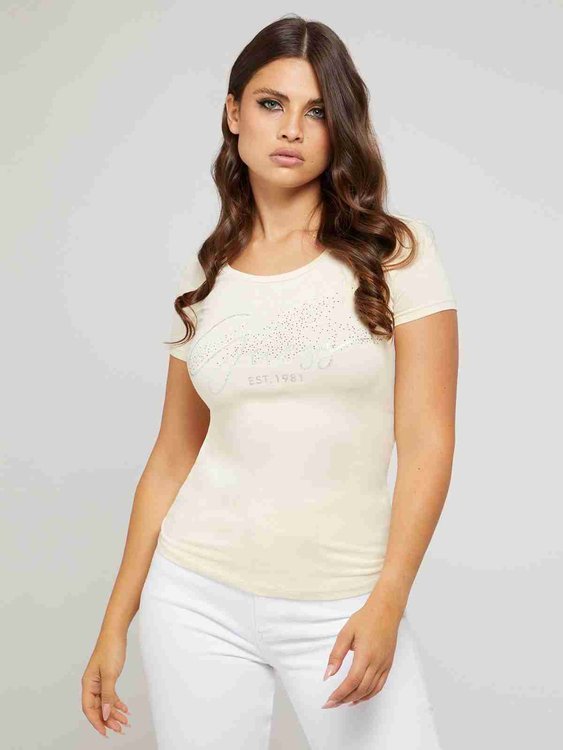 Guess, Žlutá barva Front logo tričko