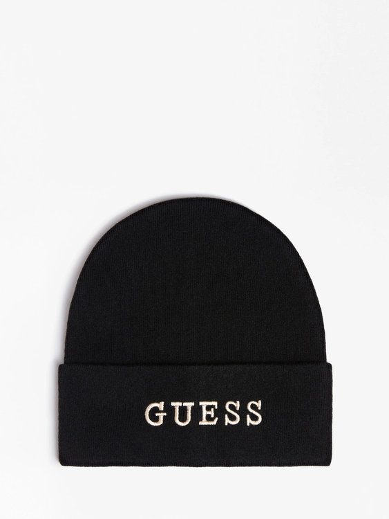 Guess – Logo beanie, Černá barva